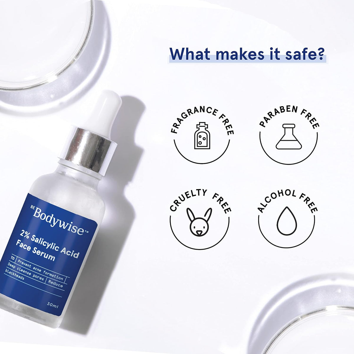 Be Bodywise Bodywise 2% Salicylic Acid Face Serum for Women | Helps to Reduce Acne, Blackheads, Whiteheads | 2% Salicylic Acid and 0.5% Niacinamide for All Skin, 30ml