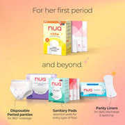 Nua Teen Comfort Sanitary Pads for Teens | Sanitary Pads and Panty Liners | Zero Irritation Promise | 4x Comfort | 100% Toxic-free | Starter Pack for Teens | 14 Count (12 Pads + 2 Liners)