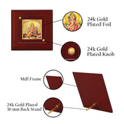DIVINITI Lord Ganesha 24K Gold Plated MDF Photo Frame|Premium Religious Table Top Frame for Home, Office & Prayer Room|Luxury Spiritual Gift Item for Housewarming, Festive Gifting|10 x 10 CM