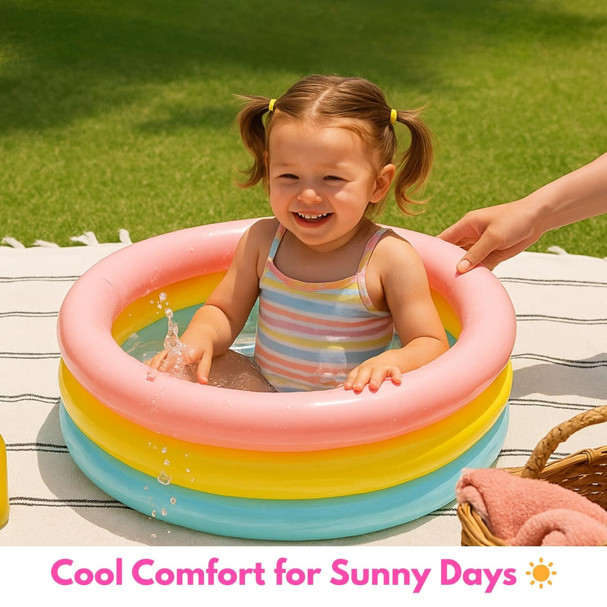 Toy Imagine™ 2 ft Swimming Pool for Kids Small Size for 0 to 2 Years | Inflatable Round Ring Baby Bathing Tubs for Kids | Pool Indoor & Backyard, Garden.