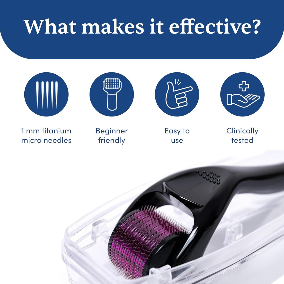 Man Matters Derma roller 1.00 mm With 540 Titanium Alloy Needles | Promotes Beard Growth & Reduces Acne Scars | Safe & Effective To Use