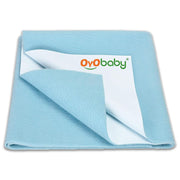 OYO BABY Reusable, Waterproof Baby Mattress Liner Large 140×100 cm | Extra Absorbent, Breathable, Anti-Pilling Dry Sheet | Soft and Lightweight Bed Protector for Newborns and Kids - Sea Blue