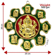 KridayKraft Ganesha Astavinayaka (8 Avatar of Lord Ganesh) Hanging in Gold Finish Ideal for Gift Purpose