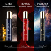 Bella Vita Luxury Mood Collection Gift Set 3x15ML | Long Lasting EDP Perfume for Women | Alpha, Fantasy & Magnetic | with Pink Pepper, Jasmine and Moss | Fruity, Floral Premium Fragrance for Woman