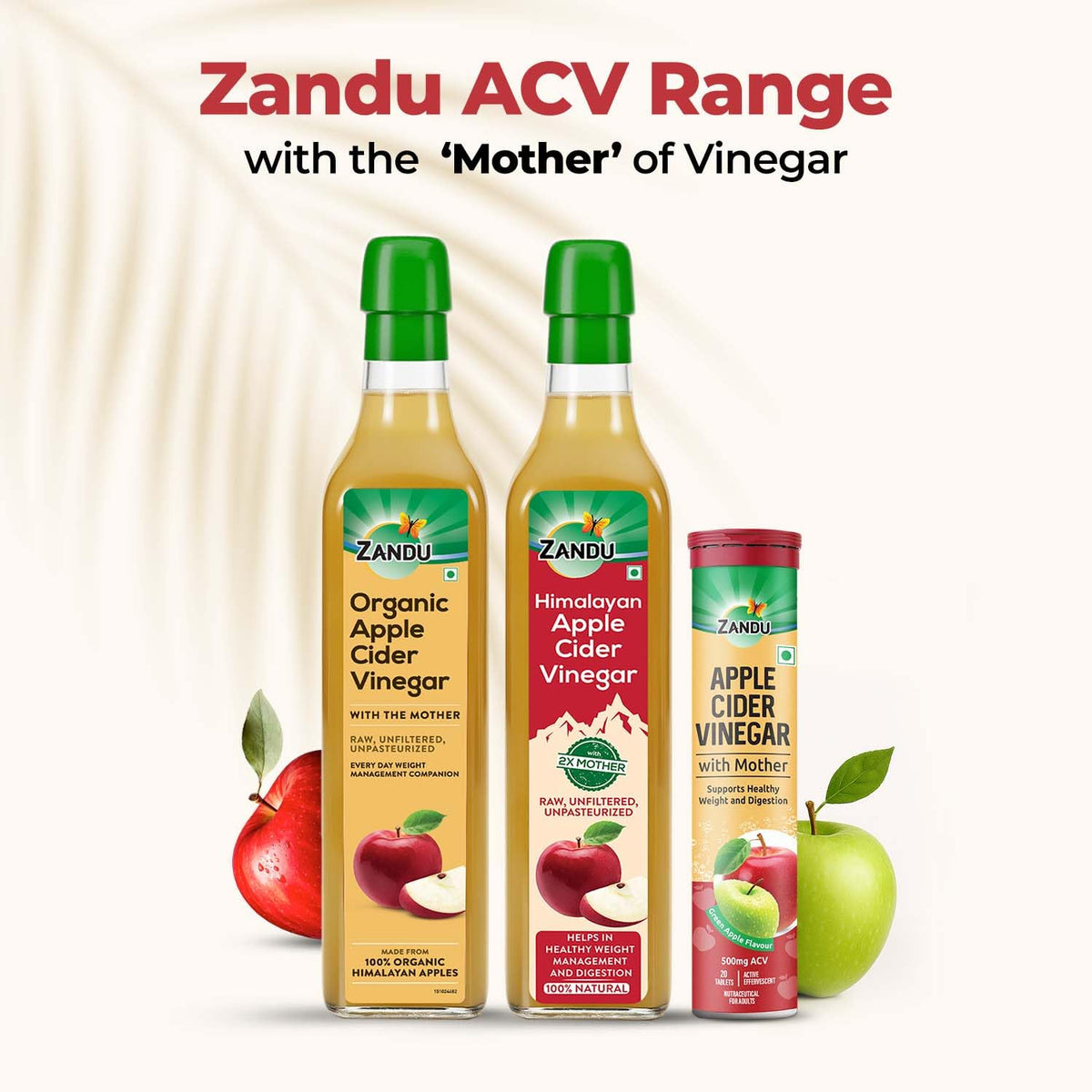 Zandu Himalayan Apple Cider Vinegar with 2X Mother | Scientifically Tested | Raw, Unfiltered, Unpasteurized | Supports Healthy Weight & Digestion | 100% Himalayan Apples | 500ml