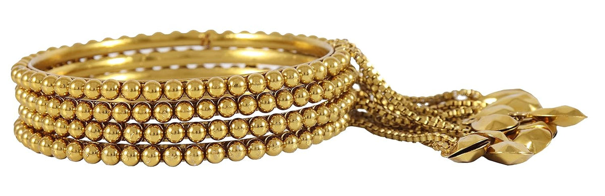 NMII Non-Precious Metal Base Metal with Ball Chain Linked Glossy Finished Kada Set For Women and Girls