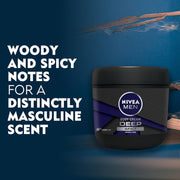NIVEA MEN Deep Impact Body Cream with Black Carbon, 48H Intensive Moisture, Woody & Spicy Scent, for Normal Skin, 400 ml