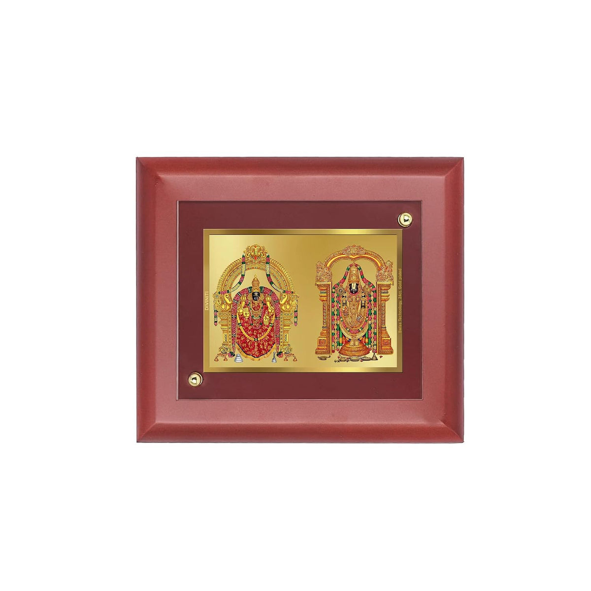 DIVINITI 24K Gold Plated Maa Padmavati and Lord Tirupati Balaji Photo Frame | Premium Religious Gift & Spiritual Home Decor | MDF Gold Foil Frame for Pooja Room, Mandir, Wall & Gifting | 16 x 13.5 CM