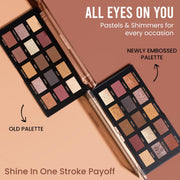 INSIGHT All Eyes On You Eyeshadow Palette (17 g) | Mix of 15 Matte, Shimmer & Metallic Shades | Smooth Texture | Intense Pigment | One Stroke Payoff | Transfer Proof | Long Lasting | Easy Blending | Beginner Friendly Eye Makeup Kit