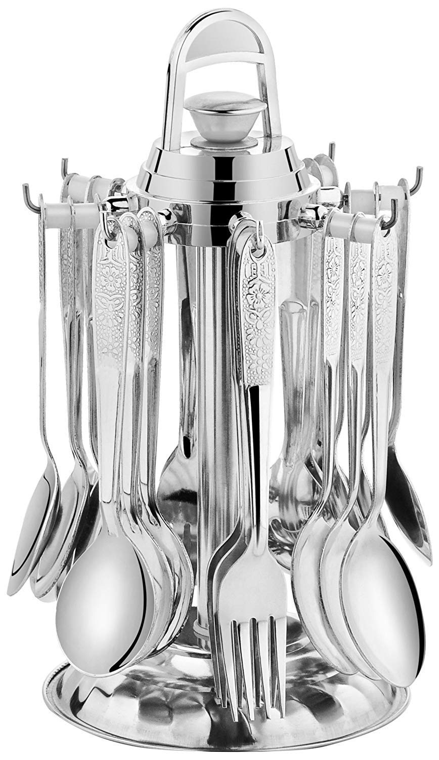 Parage 25 Pieces Pretty Premium Stainless Steel Cutlery Set for Home & Kitchen (Contains: 6 Dinner Spoons, 6 Tea Spoons, 6 Forks, 6 Soup Spoons) - Spoon Set for Dining Tableware Stylish, Silver