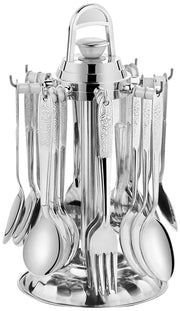 Parage 25 Pieces Pretty Premium Stainless Steel Cutlery Set for Home & Kitchen (Contains: 6 Dinner Spoons, 6 Tea Spoons, 6 Forks, 6 Soup Spoons) - Spoon Set for Dining Tableware Stylish, Silver