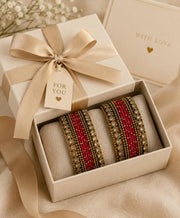 NMII Red Metal Bangle Set for Women