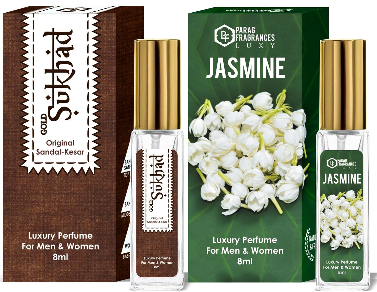 Parag Fragrances Combo Pack of Long Lasting Attar Perfume 8ml x 3 pc Total 24ml Perfume Spray For Men and Women (Mysore Sandal/Jasmine/Ruh Gulab)
