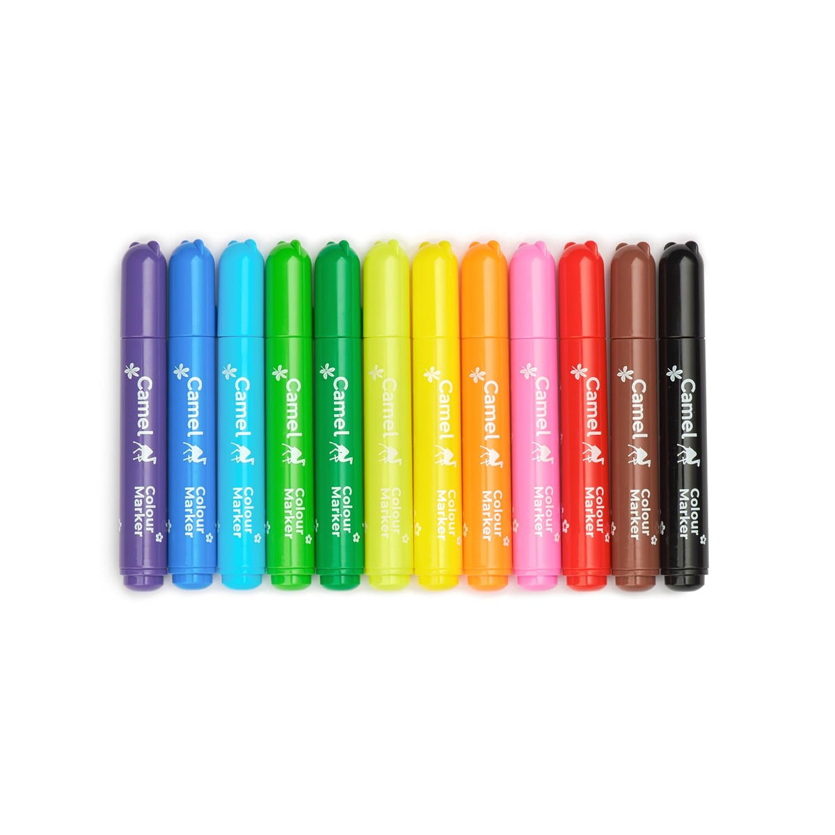 Camel Washable Colour Medium Tip Markers 12 Shades (lid Colour May Vary)