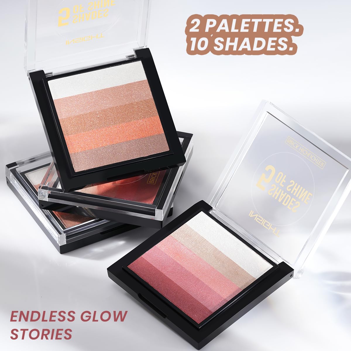 INSIGHT 5 Shades of Shine Brick Highlighter - Dubai Bling |Smooth, Blendable Texture & Radiant Finish | Travel-Friendly Makeup Palette| 12 g