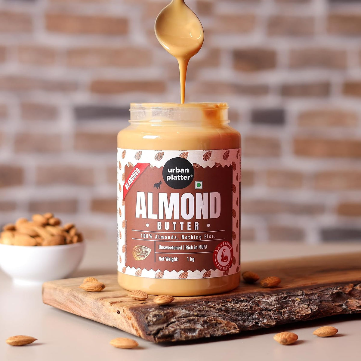 Urban Platter Almond Butter (Without Skin), 1Kg (Nutty Flavour | Single Ingredient | Keto-Friendly | Blanched Paste)