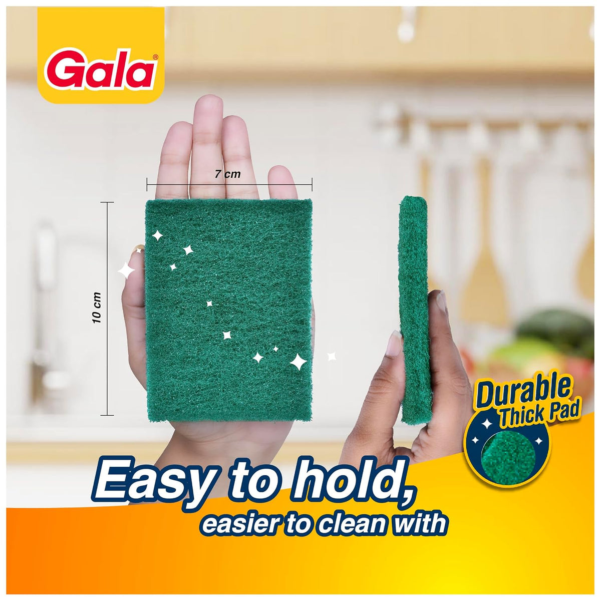 Gala Scrub Pad for Kitchen Utensils, Dishwashing and Tough Stain Cleaning, Reusable Kitchen Scrubber, Pack of 5