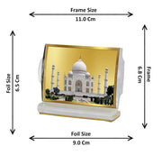 DIVINITI 24K Gold Plated Acrylic Taj Mahal Car Dashboard Idol Frame | Premium Spiritual Gifting Item for Divine Blessings & Positivity | Luxury Religious Decor for Car, Office & Home | 11 X 7 CM