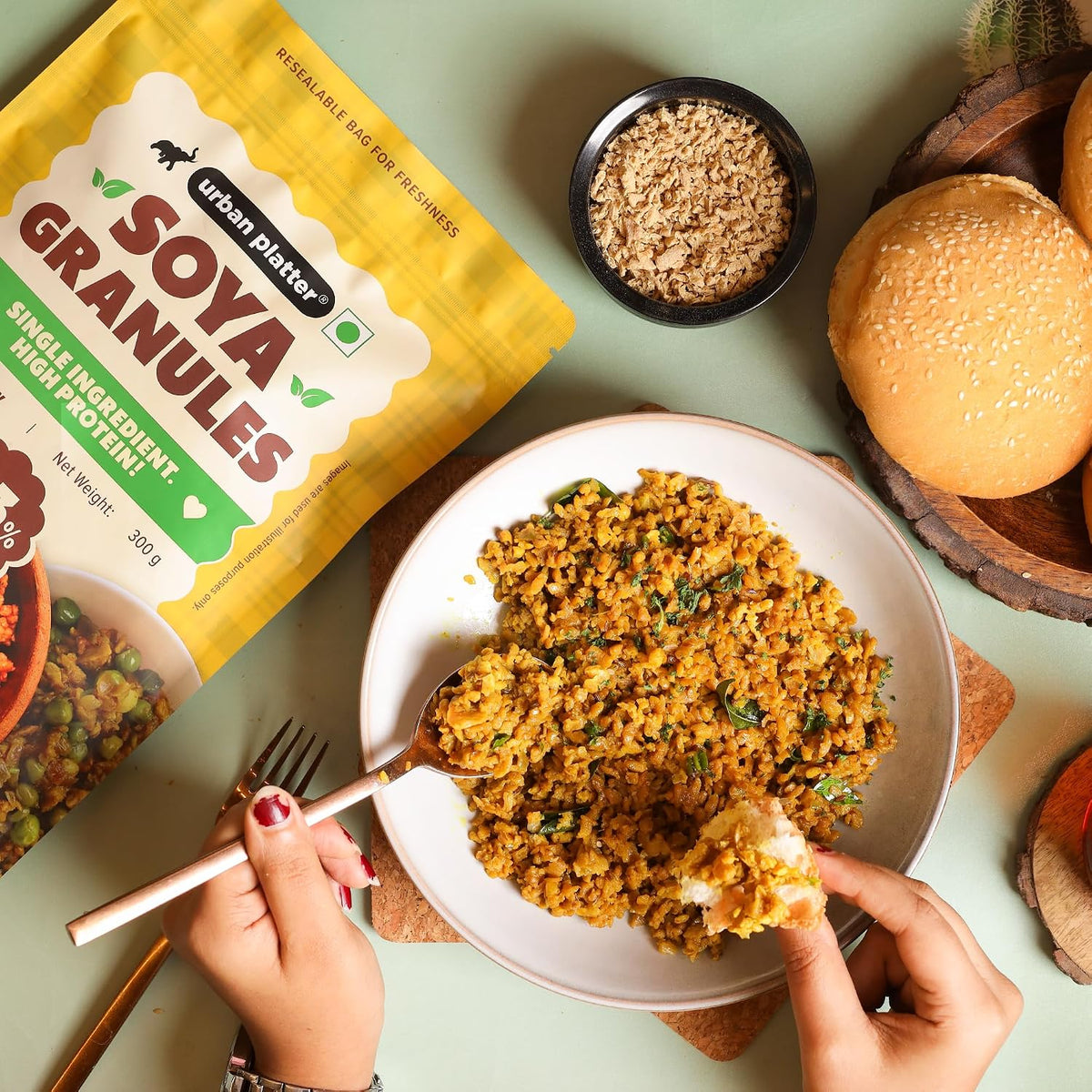 Urban Platter Soya Granules, 300g (53% Plant Protein | Made from Defatted Soy Flour | Fiber Rich Soya Mince)