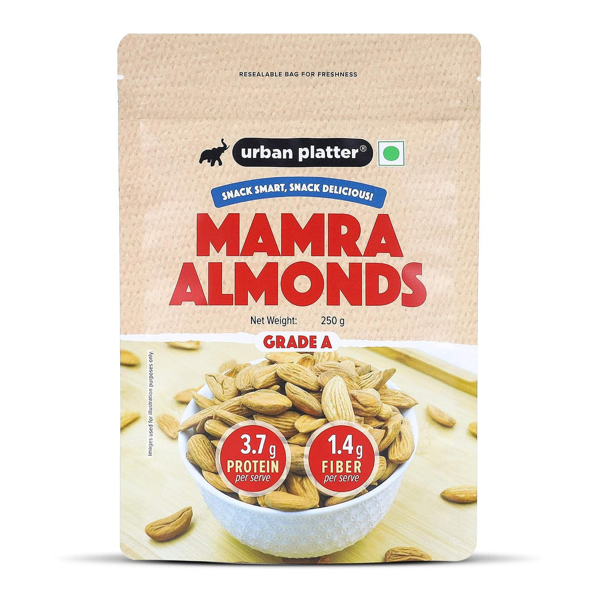 Urban Platter Mamra Almonds, 250g (Rich in Healthy Fats and Protein | Nutrient-Dense | Premium Almond Variety)