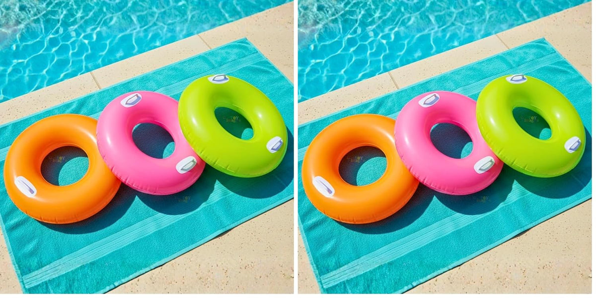 Toy Imagine™ Inflatable Ring Pool Swim Float Tubes with Handle for Fun Pool Party for Kids and Adults (Pack of 2)