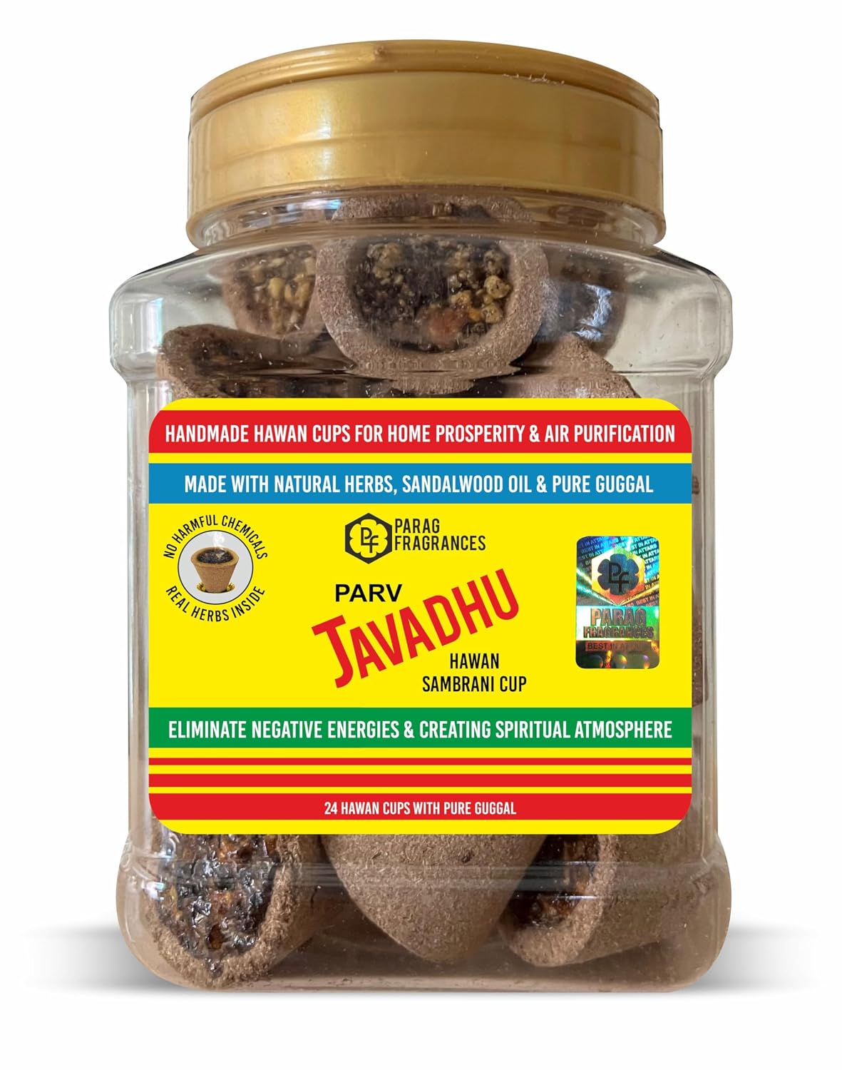 Parag Fragrances Pure Parv Javadhu Sambrani Dhoop Cups for Pooja (24 pcs) | Havan Cups for Pooja for Home & Festivals | Natural Javadhu Dhoop Original | Sambrani Cups