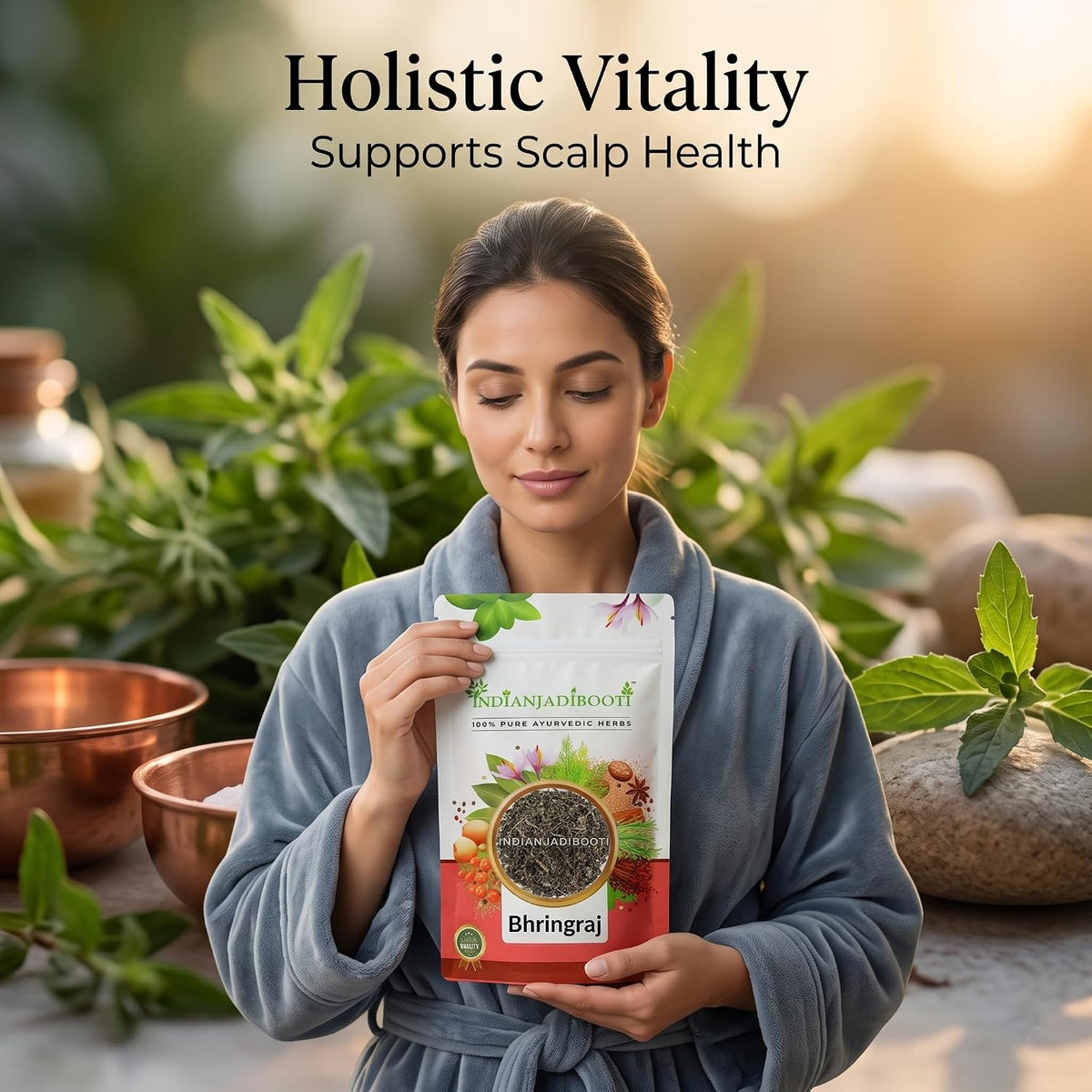 IndianJadiBooti Pure Bhringraj Dry (Whole Herb) | Raw Eclipta Alba for DIY Hair Oil Infusions, Scalp Nourishment & Hepatic Vitality