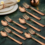 Parage 12 Pieces Stainless Steel Rose Gold Cutlery Set, 16 cm Each, Premium Spoon & Fork Set for Home & Kitchen, PVD Rose Gold Flatware, Elegant Dining (6 Dinner Spoons & 6 Dinner Forks)