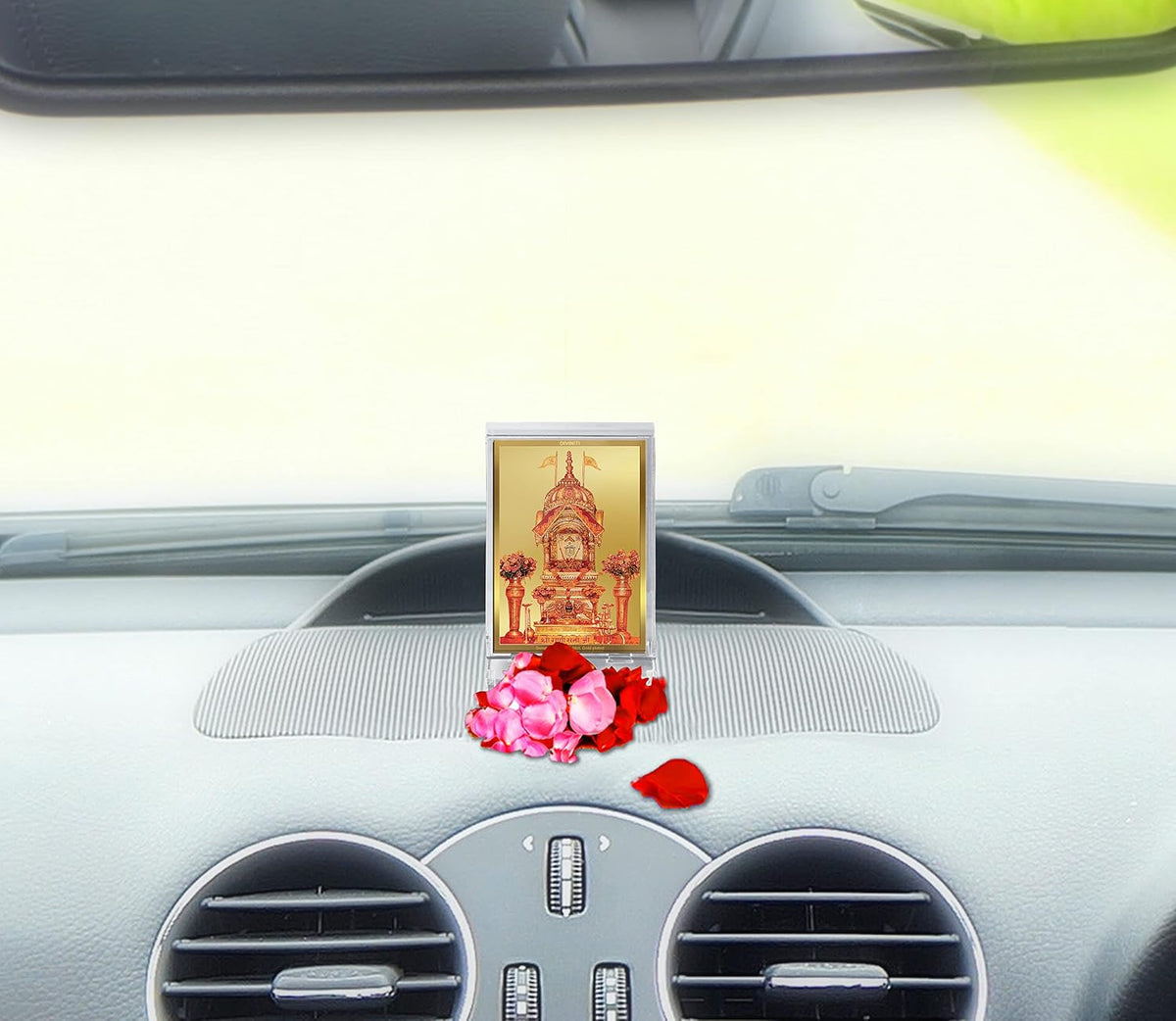 DIVINITI Rani Sati Photo Frame for Car Dashboard, Table Decor| ACF 3 Classic Rani Sati and 24K Gold Plated Foil| Religious Frame Idol for Pooja, Worship, Gifts Items (11.0 X 6.8 CM)