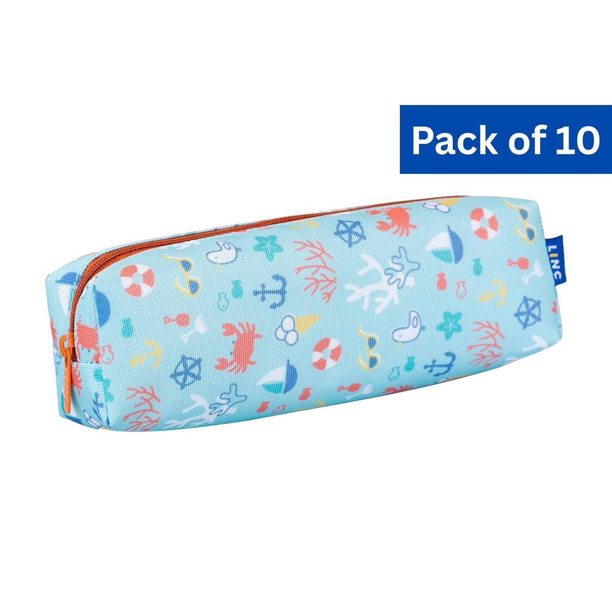 Linc Rectangle Printed Pen & Pencil Pouch | Multipurpose Utility Bag with Single Compartment | Ideal for School Accessories & Stationeries (Pack of 10)