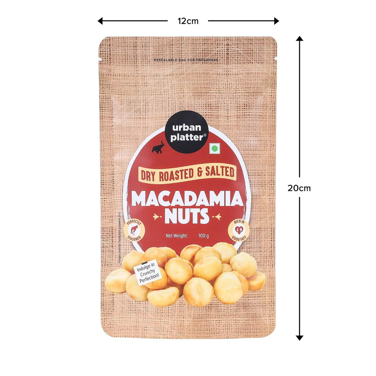 Urban Platter Roasted Salted Macadamia Nuts, 100g (Crunchy | Guilt-Free Snacking | Salted to Perfection)