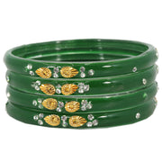 NMII Stylish Glass Kada Set Studded with Zircon Gemstone & Beads for Women & Girls