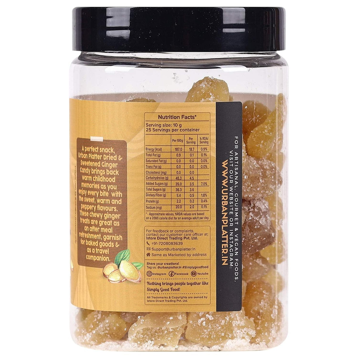 Urban Platter Dried Ginger Candy, 250g (Digestive | Travel-friendly | Helps prevent Nausea)