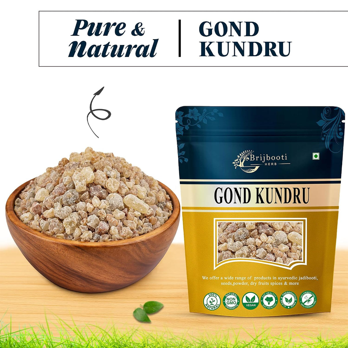 Brijbooti Gond Kundru 200 Grams - Shallaki Gum - Gond Kondru - Boswellia Serrata Gum - Pure & Natural
