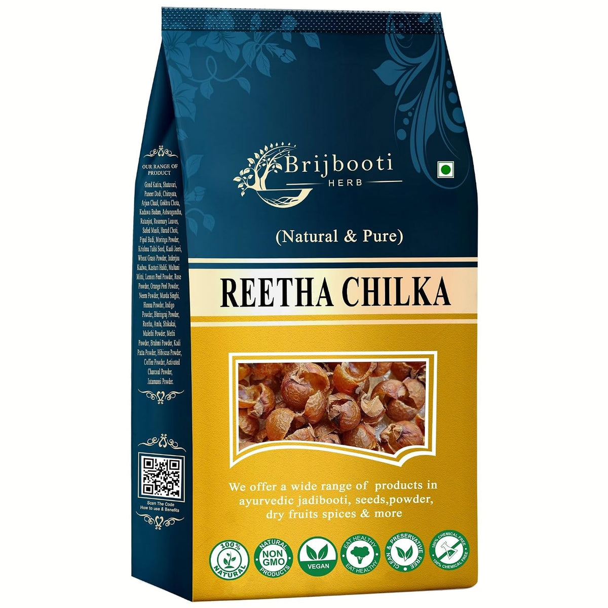 BrijBooti Sabut Reetha Without Seed/Seedless Soap Nuts For Normal Hair 800 Gram Natural