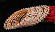NMII Pearls Studded Metal Bangles Set For Women and Girls