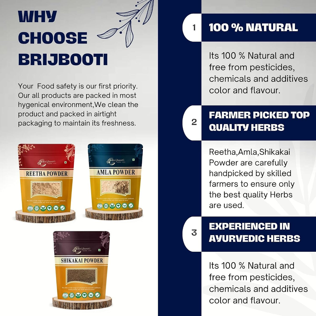 BrijBooti Reetha Amla Shikakai Powder for Hairs Reetha 150 Gm - Shikakai 150 Gm, Amla 100 Gm