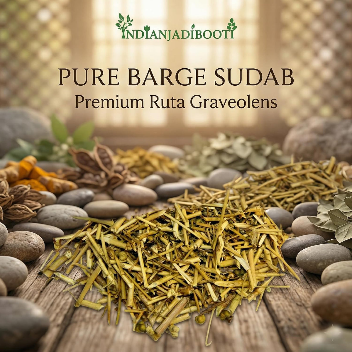 IndianJadiBooti Barge Sudab (250g) | Dried Rue Leaves/Ruta Graveolens | Suddab Herb | Traditional Remedy for Menstrual Comfort & Nazar (Evil Eye) Protection | Satari | Raw & Cleaned