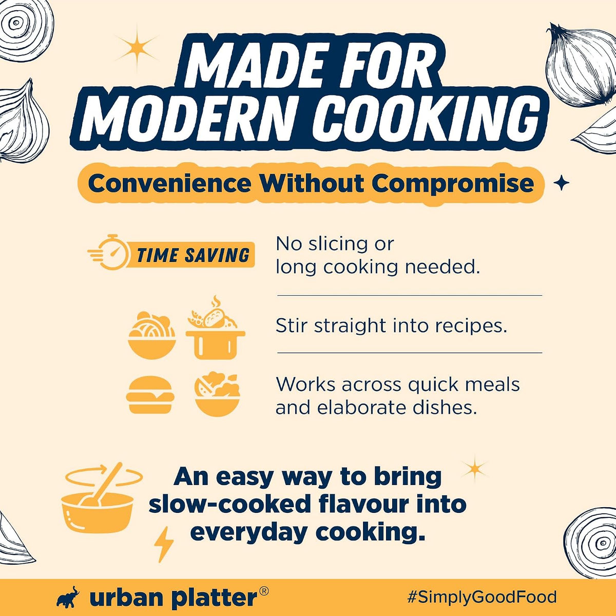 Urban Platter Caramelized Onion, 1Kg (Sweet-Savoury Onion Base for Pasta, Sandwiches, Gravies & Gourmet Cooking, Soft, Jammy & Slow Cooked, Perfect for Meal Preps, Value Pack)
