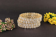 NMII Designer Alloy Kada Set with Diamond Stones & Kundan Work With Floral Design For Women & Girls | Traditional Bridal Jewelry | Wedding Kada For Girls | Wedding, Festival Jewelry - Pack of 4 Kada