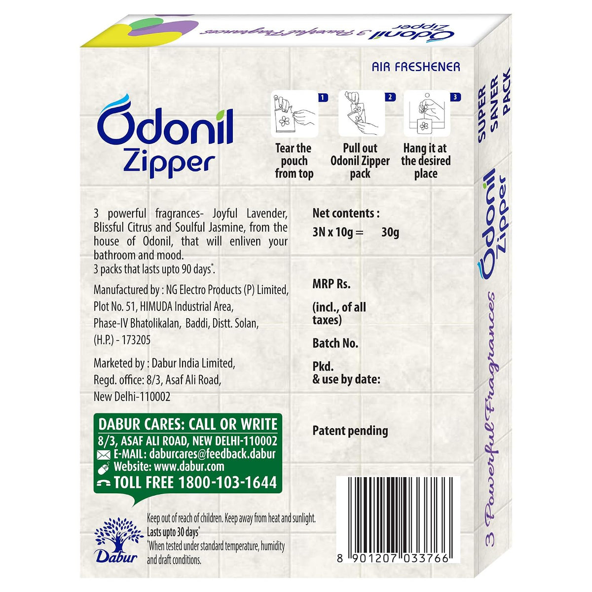 Odonil Bathroom Air Freshener Zipper Mix -30gm Citrus, Jasmine, Lavender(10gm*3) & Odonil Bathroom Air Freshener Blocks Mixed Fragrances - 48g (Pack of 4)