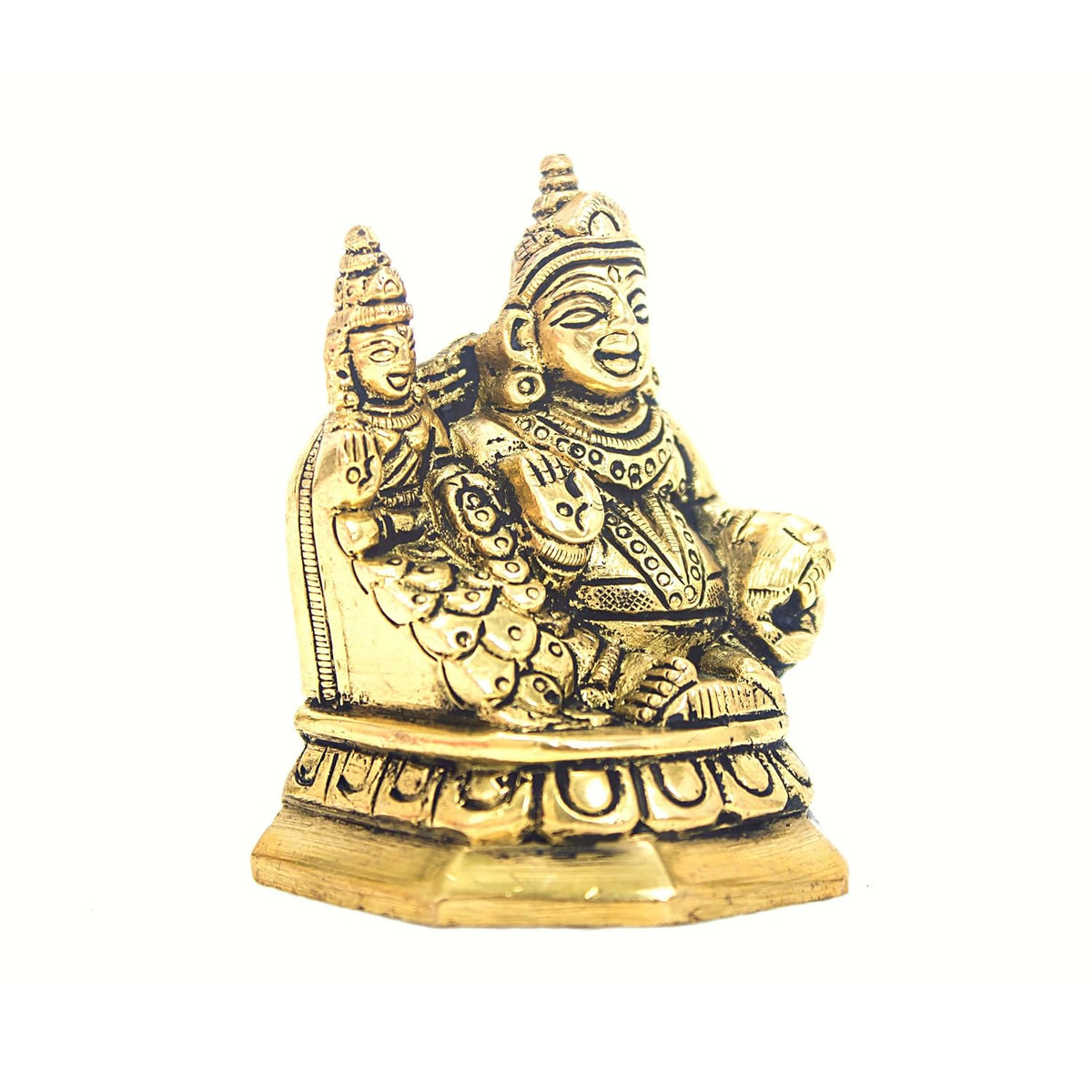 Aalayam Selveer Kuber Lakshmi Idol | Kuber Laxmi Murti | Lakshmi Kubera Statue Brass Height 7.6cm Gold Colour 1 Piece