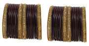 NMII Glass With Zircon Gemstone Studded Worked and Ball Chain Or Plane Gloosy Finished Bangles Set For Women and Girls
