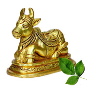 Aalayam Selveer Brass Nandi Idol for Puja | Nandi Brass Statue 7.5 CM Height, 550g Gold Colour 1 No