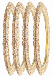 NMII Latest Gold Plated Metal with Zircon Diamond Stone & Pearls Moti Bangles Set For Women & Girls | Traditional Women's Bangles | Designer Fancy Kada For Women | Wedding Bangles- Set of 4