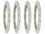 NMII Golden Glass Zircon Gemstone & Beads Studded Bangles Kada Set For Women & Girls | Fancy Golden Kada Bangles | Traditional Rajwadi Kangan | Glass Bangles Wedding, Party, Daily use- Set of 4