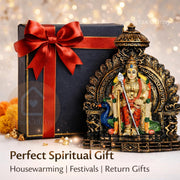 YaaNatural Yaa Catchy Lord Murugan Idol with Peacock & Vel Design Polyresin Statue hand painted Pooja Room, Home Décor & Office Table Spiritual Showpiece | Housewarming & Festival Gift (Arch Colour Murugan)