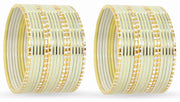 NMII Non-Precious Metal Base Metal With Cutting and Plane Bangles Set For Women and Girls