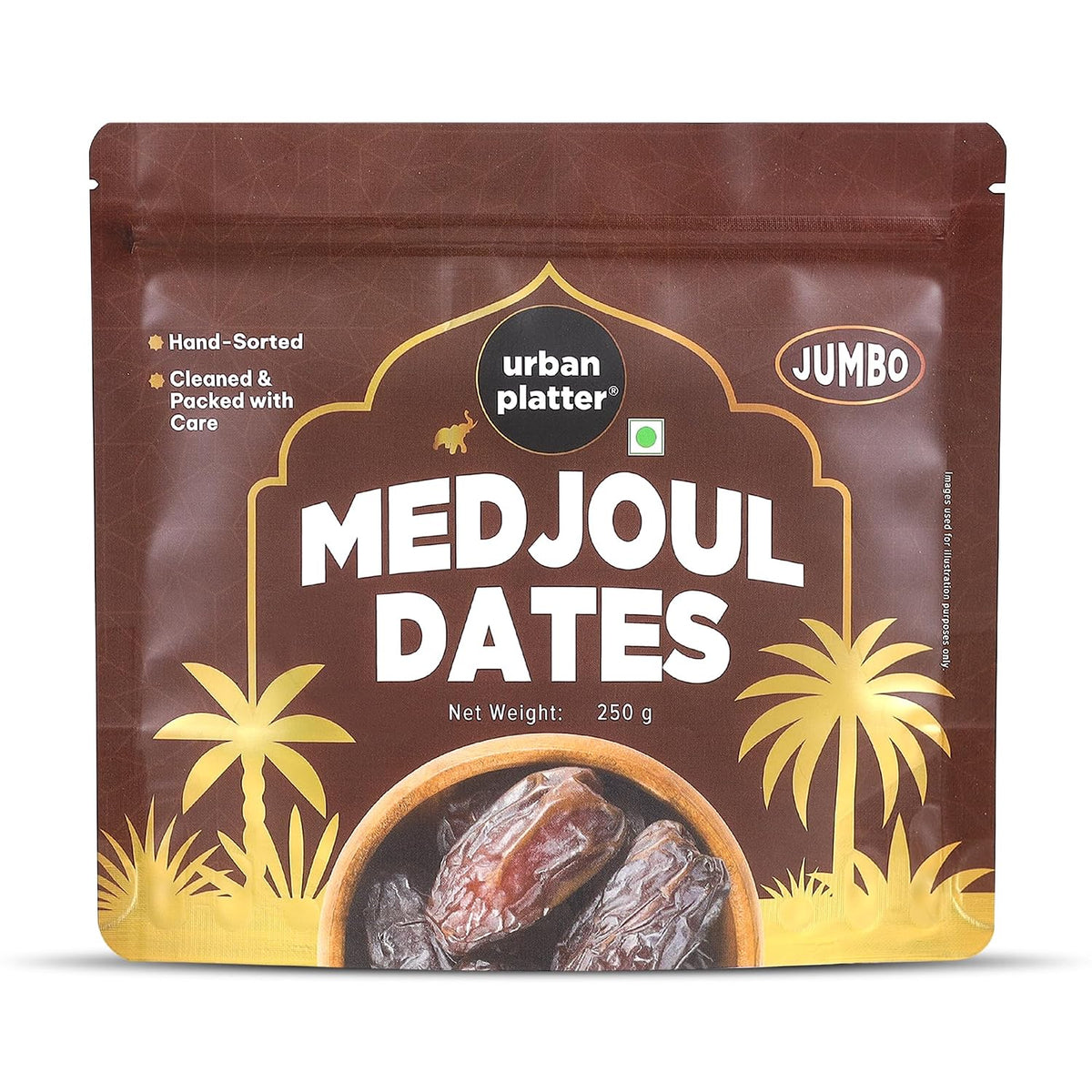 Urban Platter Jumbo Medjoul Dates, 500g (Hand-Sorted | Large-Sized & Succulent | Ideal for Premium Snacking & Festive Gifting)