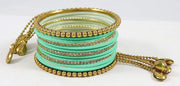 NMII Gold Plated Metal Bangles Set For Women & Girls with Zircon Gemstone & BallChain Linked | Latkan Bangle set | Traditional Bangles Bracelet | Stylish Gold Bangles-(F100-Radium-2.8),(Pack Of 26)